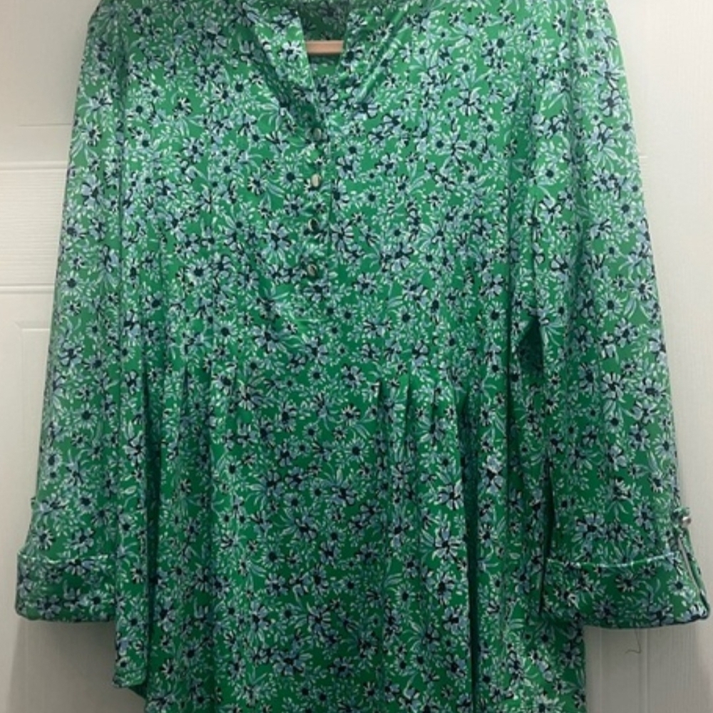 Kim Rogers Green Floral Blouse